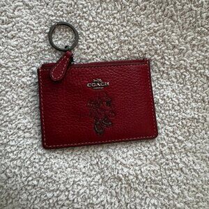 Coach x Disney Mickey Mouse ID Wallet – Burgundy Leather – Key Ring